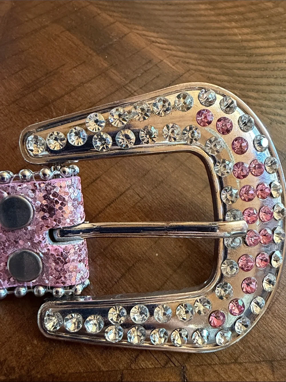 Pink Glitter Western Belt- Bling Cowgirl Rodeo Style - Silver Buckle and Tip